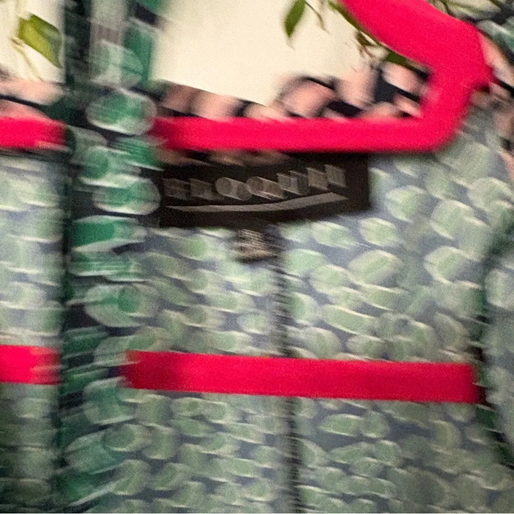 Eloquii Green and Pale Pink Ruffle Wrap Dress - Picture 5 of 5